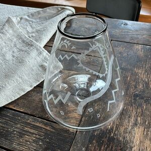 Hand Blown Vase with Southwestern Etching